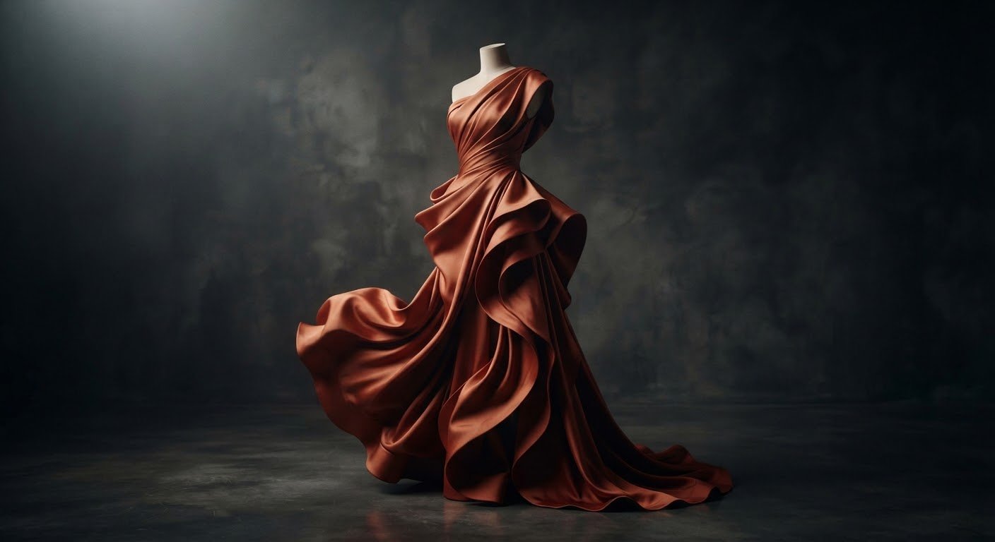 Finished Sculptural Drape Party Gown